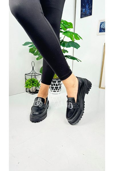 İmerShoes Ежедневни дамски мокасини, класически мокасини с дебела подметка и верижка, овални пръсти