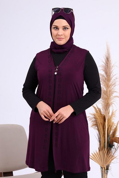 Ferace Women's Large Size Three-Button Lycra Vest