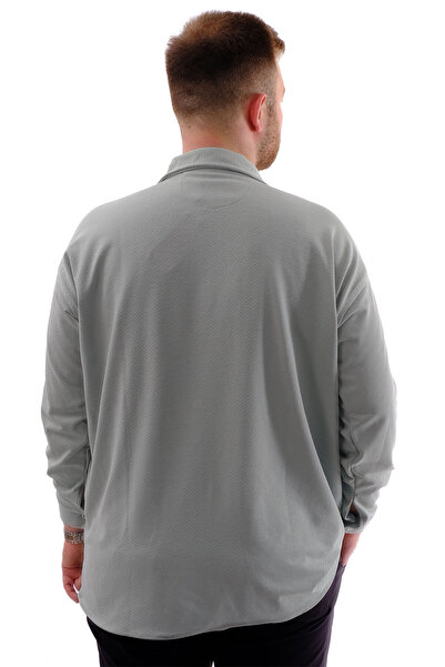 ModeXL Men's Shirt - Mode Xl, Plus Size, Apas Collar, Long Sleeve Jacquard U24381 Cagla