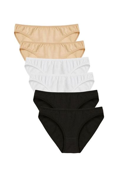 Bross Set de 6 chiloți colorați din bumbac și lycra pentru femei - 1220