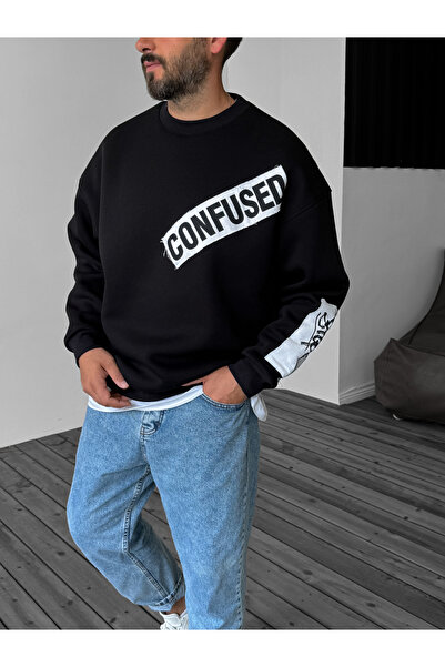 BYBASICMAN Black Confused Patch Sweatshirt Jj-1162