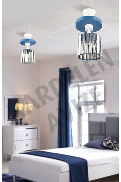 SONSUZ AYDINLATMA&AVİZE Luxury Chandelier - Blue Single Crystal Stone Tray Facing
