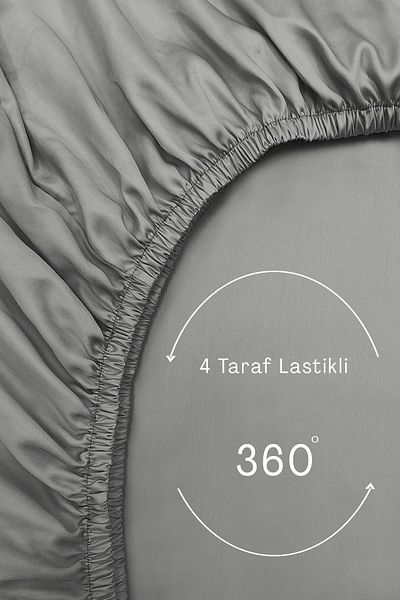MonoHome Oeko-Tex ®   Certified 100% Cotton Fitted Sheet - 57 Wire Gray, Made from Duvet Cover Kumash