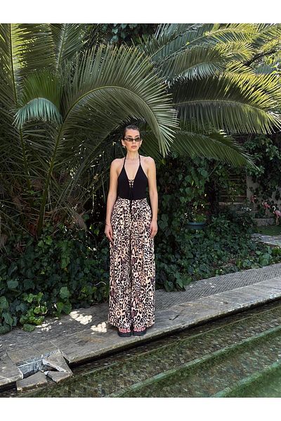 mydukkan.co Leopard Patterned Palazzo Pants