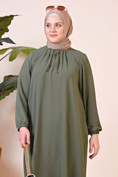 Ferace Viscose Plus Size Dress Large Size Women's Clothing Khaki