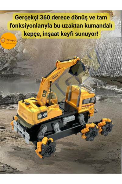 Wingzy 360° Dönebilen, Tam Fonksiyonlu Uzaktan Kumandalı Kepçe – Gerçek İnşaat Deneyimi Evde!