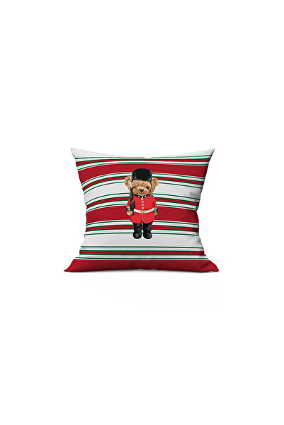 Evmila Față de pernă din catifea 43x43 cu model de pluș cu tema de Anul Nou