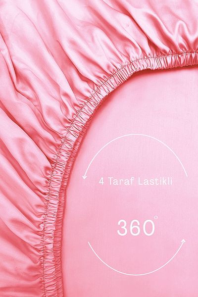 MonoHome Pink 57 Wire Oeko-tex® Elastic Sheet - 100% Cotton, Made from Duvet Cover Kumash