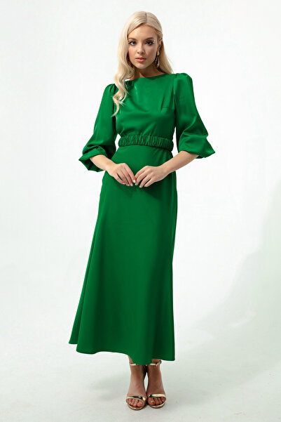 Lafaba Γυναικείο φόρεμα αρραβώνων με μακριά μανίκια με πράσινο μπαλόνι