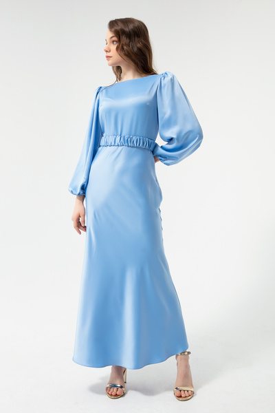 Lafaba Rochie de logodnă de damă, albastru, cu mâneci lungi cu balon