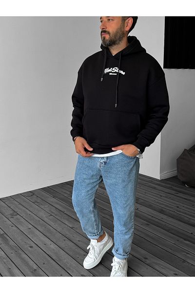 BYBASICMAN Hot Stars Hooded Black Sweatshirt - Jj-212