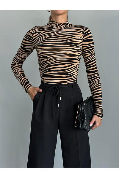 mydukkan.co Μπλούζα Fisherman με σχέδιο Tan Zebra