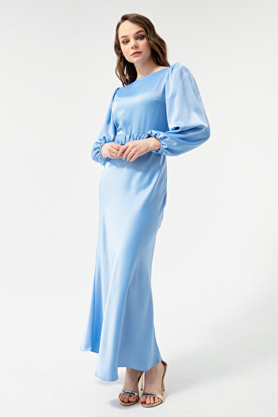 Lafaba Rochie de logodnă de damă, albastru, cu mâneci lungi cu balon