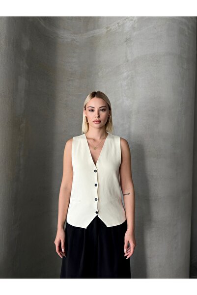 Somut istanbul Women's Knitwear Buckle Detailed Buttoned Vest