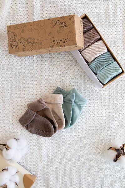 Bross Boxed 5-Piece Organic Cotton Baby Socks-2