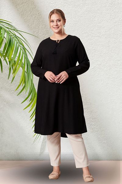 Ferace Plus Size Women's Hijab Tunic - String Design