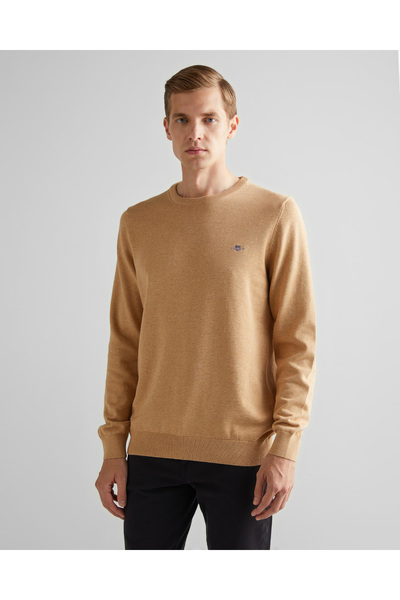 Gant Erkek Kahverengi Regular Fit Bisiklet Yaka Kazak