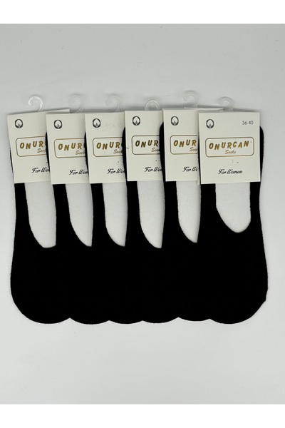 ONURCAN SOCKS 6 чифта черни памучни безшевни невидими чорапи за жени