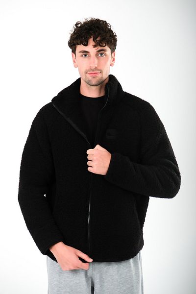 Coredra Zippered Teddy Plush Coat Men's - Black