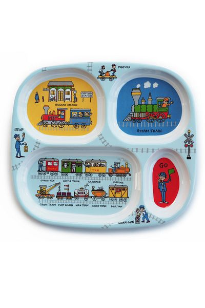 Tyrrell Katz Streamer Trains with Mini Compartment Plates for Babies
