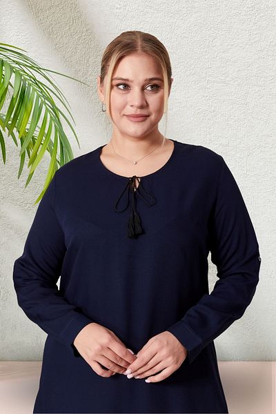 Ferace Plus Size Women's Hijab Tunic - String Design