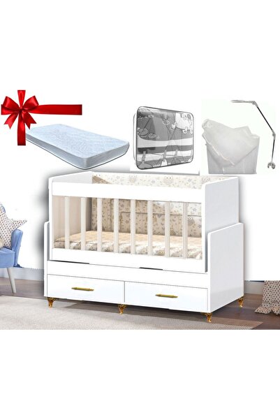 Bygolden Wsmall Gold Sallanır Anne Yanı Bebek Beşiği Yatak Tül seti ve Uyku Seti Hediyeli