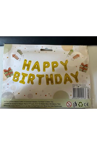 Görkem Toptan Happy Birthday Letter Foil Balloon Set