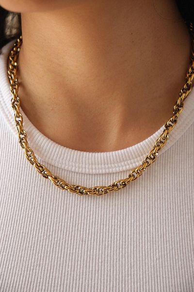 ByFlorya Jewelry 5mm Non-tarnish Steel Twist Chain Large Interlaced Necklace