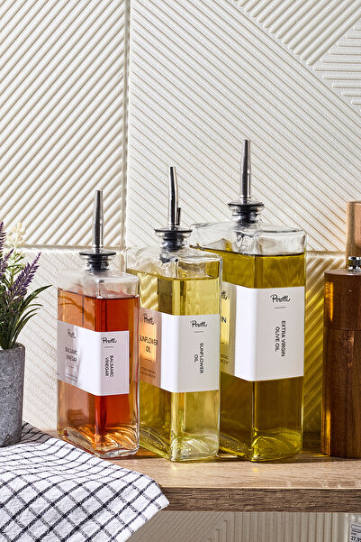 Kitchen Life 3 Size Silver Square Oil Vinegar Set - Olive Oil Liquid Oil Bott...