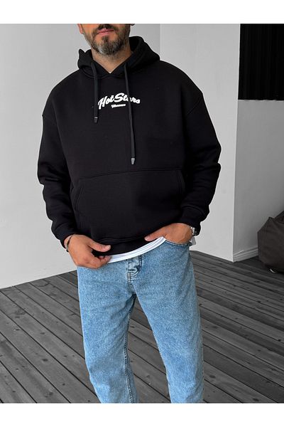 BYBASICMAN Hot Stars Hooded Black Sweatshirt - Jj-212