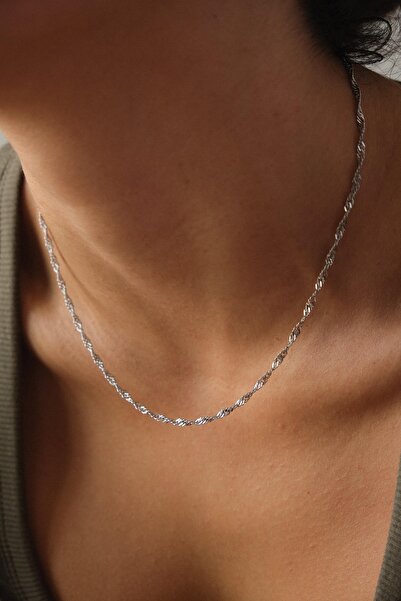 ByFlorya Jewelry Çelik Singapur Zincir Kolye İnce İthal Singapur Sarma Burgu ...