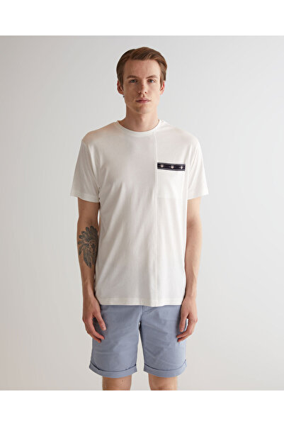 Gant Erkek Krem Regular Fit Bisiklet Yaka Desenli T-shirt