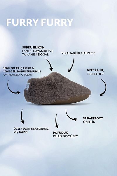HOPFRÖG Furry Furry Gray Fur Barefoot Booties (Gift Set)