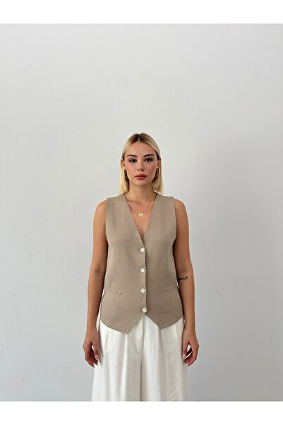 Somut istanbul Women's Knitwear Buckle Detailed Buttoned Vest