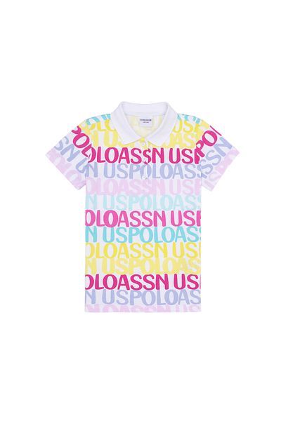 U.S. Polo Assn. Tricou alb cu gât polo pentru fetiță 50263465 -VR013