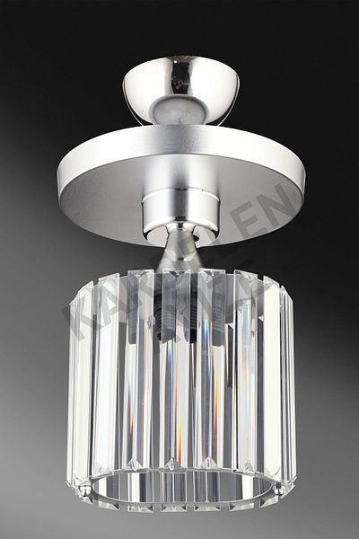 SONSUZ AYDINLATMA&AVİZE Kardelen Chrome Single Tray Crystal Stone Downward Facing Luxury Chandelier