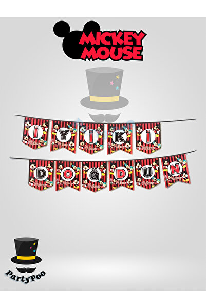 PartyPoo Mickey Mouse Themed Happy Birthday Banner