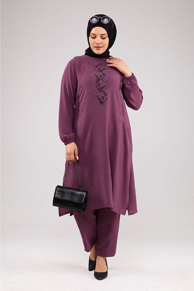 Ferace Large Size Double Sets Women's Ayrobin Tunic Set Dried Rose
