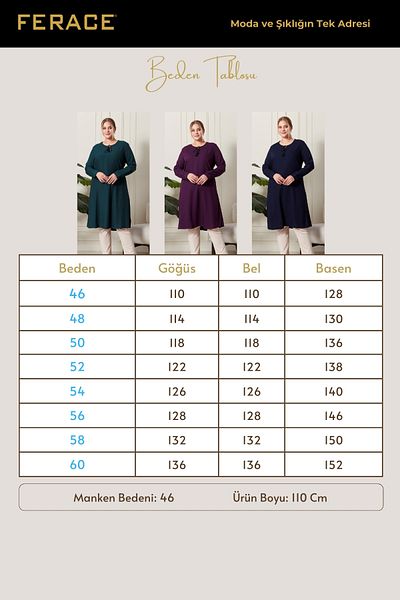 Ferace Plus Size Women's Hijab Tunic - String Design