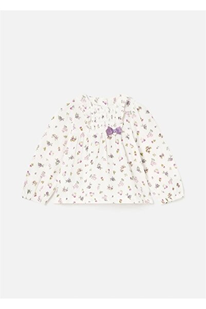 MAYORAL بلوزة شيفون بيضاء مطبوعة للفتيات الصغيرات - 2195