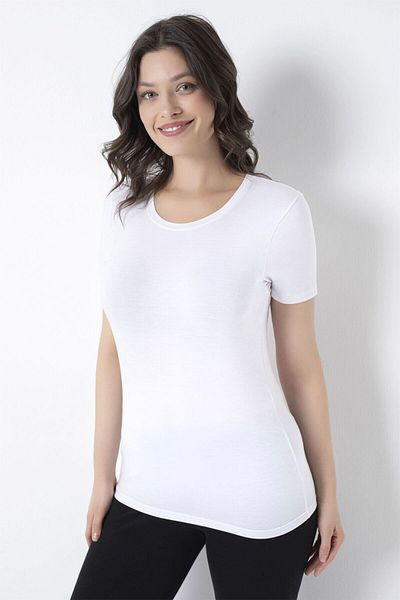 Bross Γυναικείο λευκό μπλουζάκι Bamboo Lycra 2 τεμαχίων 1460