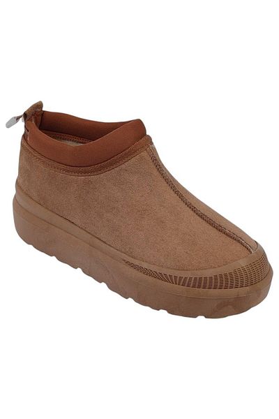 Liger Tan Suede Γυναικείες Μπότες - Χοντρή σόλα, Γούνινο Εσωτερικό, Ελαστική Πλάτη