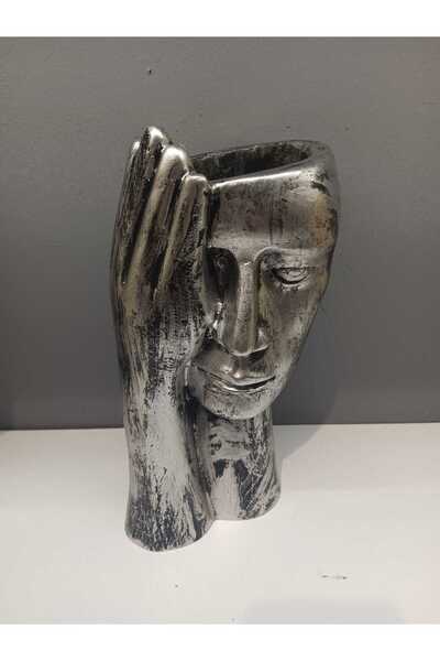 Peramari Πολυεστερικό γυναικείο βάζο σε σχήμα σαξοφώνου - Ασημί αντίκα μονό