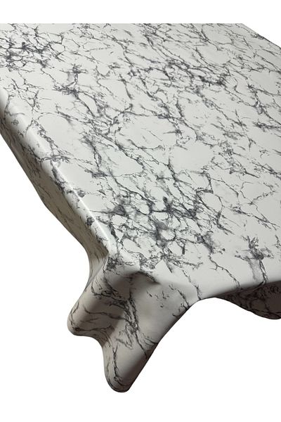 MIHAELA Marble Patterned White-Grey Table Cloth