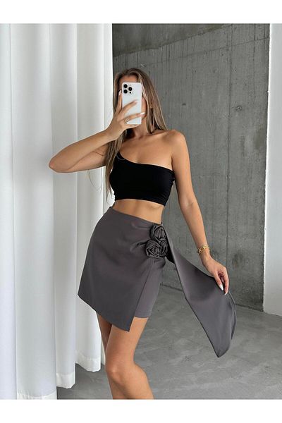 mydukkan.co Rosa Girdle Detail Skirt Gray