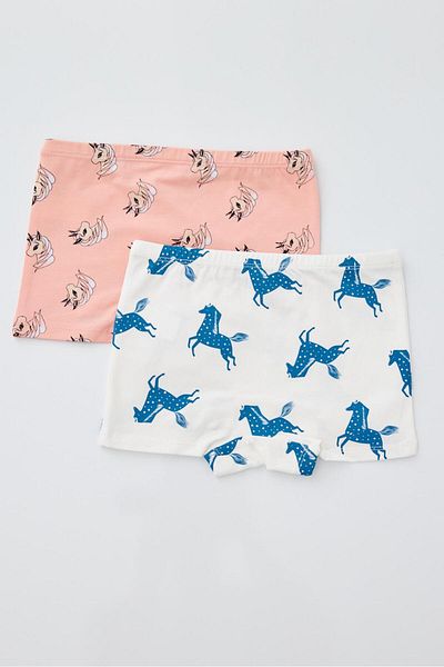 Katia&Bony Pack of 2 Unicorn Girls Boxer Ecru/Pink