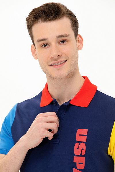 U.S. Polo Assn. Tricou pentru bărbați cu gât polo bleumarin - 50263442 -VR033