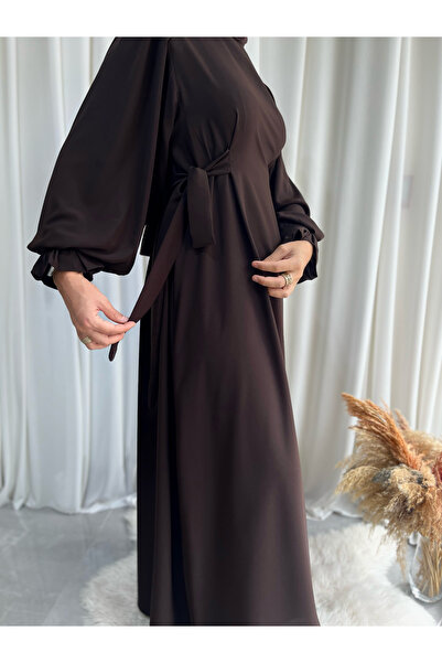 afife MODEL İNCİ Medine İpeği Yan Bağcıklı Elbise