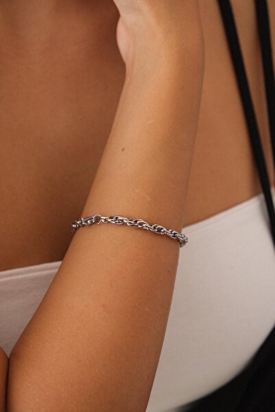 ByFlorya Jewelry Steel Twist Bracelet Small Interlocking Bracelet 3mm Non-Tar...