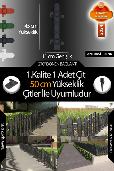 ZiDi Plastik Uzunluk - Köşe - Kenar Tamamlama Çiti (50 CM YÜKSEKLİK ÇİT ILE U...